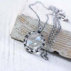 Srebrny naszyjnik z kryształem górskim - Naszyjniki - Biżuteria