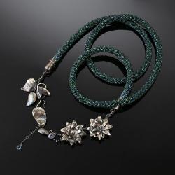 srebrny naszyjnik z kwiatami,secesyjny naszyjnik - Naszyjniki - Biżuteria