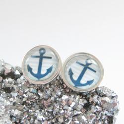 sztyfty srebrne,obrazkowe,srero 925,kotwica morska - Kolczyki - Biżuteria