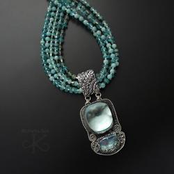 naszyjnik,z kryształem andara,aqua aura, - Naszyjniki - Biżuteria