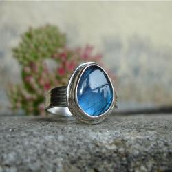 niebieski labradoryt,pierścionek z oczkiem - Pierścionki - Biżuteria
