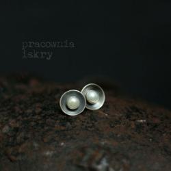 perły,srebro,oksydowane,surowe - Kolczyki - Biżuteria