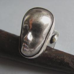 srebro,pierścień,maska,obwód regulowany - Pierścionki - Biżuteria