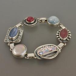 srebrna bransoletka z kamieniami - Bransoletki - Biżuteria
