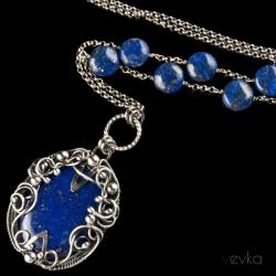 lapis lazuli,misterny,unikatowy,wire wrapping - Wisiory - Biżuteria