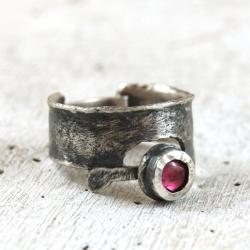 srebrny pierścionek z turmalinem - Pierścionki - Biżuteria