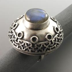 srebrny pierścionek z labradaorytem - Pierścionki - Biżuteria