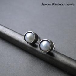 srebro,perły,mini,sztyfty - Kolczyki - Biżuteria