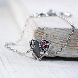 Serce,srebrna bransoletka - Bransoletki - Biżuteria