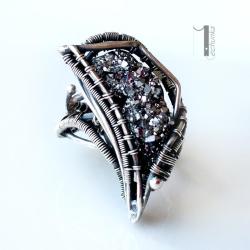 pierścionek srebrny,pierścień z kwarcem tytanowym - Pierścionki - Biżuteria