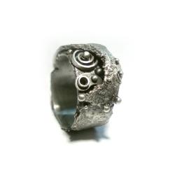 srebrna obrączka,pierścionek,steampunk - Pierścionki - Biżuteria
