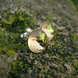 srebrne kolczyki z jeżowcem Swarovski zielone - Kolczyki - Biżuteria