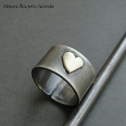 srebro,mosiądz,obrączka,serce - Pierścionki - Biżuteria