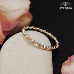 pierścionek,srbro,złoto,spiralki,wstążki - Pierścionki - Biżuteria