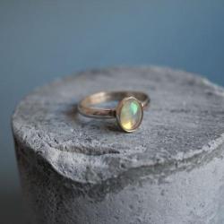 pierścionek srebro opal klasyka mini - Pierścionki - Biżuteria