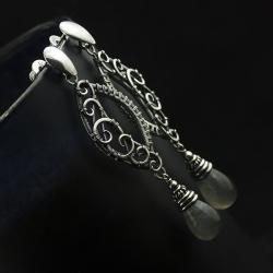 wire-wrapping,srebro oksydowane,kolczyki,długie - Kolczyki - Biżuteria