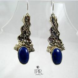 kolczyki srebrne z lapis lazuli - Kolczyki - Biżuteria