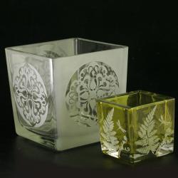 grawerowany,piaskowany,paproć,ornament - Ceramika i szkło - Wyposażenie wnętrz