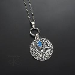 srebrny,wisior,z opalem,medalion - Wisiory - Biżuteria