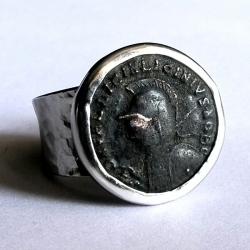 pierścionek,srebro,follis,moneta - Pierścionki - Biżuteria