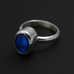 labradoryt,niebieski,pierścionek,srebrny - Pierścionki - Biżuteria