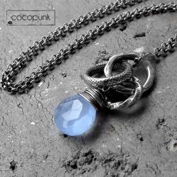niebieski,z kamieniem,chalcedon,srebrny - Naszyjniki - Biżuteria