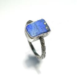 pierścień,srebro,lapis lazuli - Pierścionki - Biżuteria