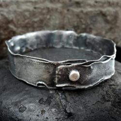 Surowa srebrna bransoletka - Bransoletki - Biżuteria