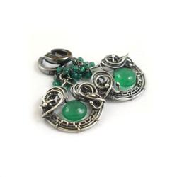 kolczyki,zielone,wire-wrapping,srebrne, - Kolczyki - Biżuteria