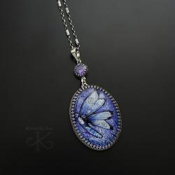 srebrny,wisior,z miniaturą,z motylem - Wisiory - Biżuteria
