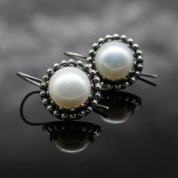 perły,kolczyki z perłami,białe peły - Kolczyki - Biżuteria