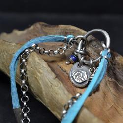 bransoleta z rzemieni,bransoleta z lapis lazuli - Bransoletki - Biżuteria