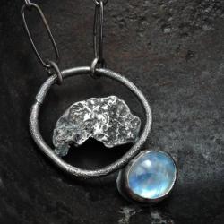 Naszyjnik - srebro i kamień księżycowy - Naszyjniki - Biżuteria