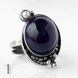 pierścień srebrny,ametyst,metaloplastyka,srebro - Pierścionki - Biżuteria