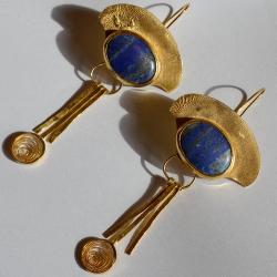 kolczyki z lapis lazuli,pozłacanei,filigran - Kolczyki - Biżuteria