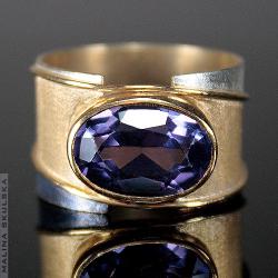 pierścionek,aleksandryt,złocony,oksydowany - Pierścionki - Biżuteria