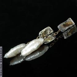 perła,faktura,długie,wiszące,unikat,eleganckie - Kolczyki - Biżuteria