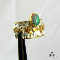 Obrączka srebrna z opalem - Pierścionki - Biżuteria