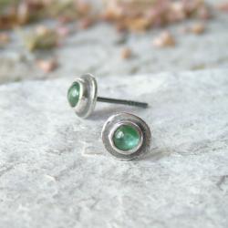 srebrne kolczyki z zielonymi turmalinami - Kolczyki - Biżuteria