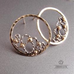 unikatowe kolczki,zdobione złote kółka - Kolczyki - Biżuteria