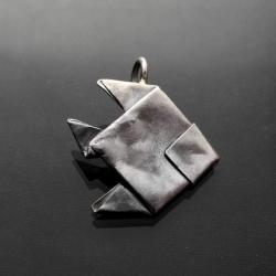 origami,rybka,mały wisiorek,srebrna zawieszka - Wisiory - Biżuteria
