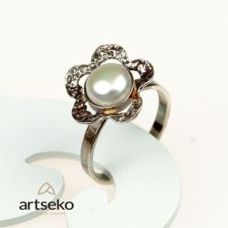 pierścionek z perłą,pierścionek srebrny,artseko - Pierścionki - Biżuteria