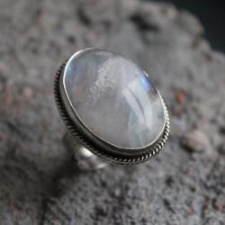 pierścionek srebro księżycowy retro vintage - Pierścionki - Biżuteria