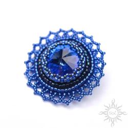 swarovski,niebieska,efektowna,z kryształem,ażurowa - Broszki - Biżuteria