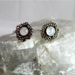 kolczyki srebrne z kamieniami księżycowymi - Kolczyki - Biżuteria