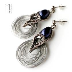 kolczyki srebrne,wire wrapping,perły - Kolczyki - Biżuteria