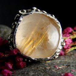 srebro,kwarc rutyloy,pierścień - Pierścionki - Biżuteria
