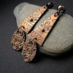 kolczyki,brąz,ręcznie wykonane,fiann - Kolczyki - Biżuteria