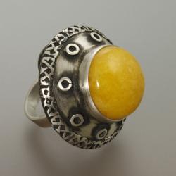 pierścień z żółtym agatem - Pierścionki - Biżuteria