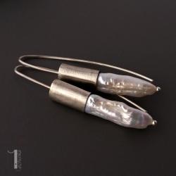 kolczyki srebrne,perła biwa,metaloplastyka,925 - Kolczyki - Biżuteria
